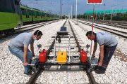NDT specialists from Turkey set the ultrasonic trolley UDS2-73 on rails —  training organized by OKOndt GROUP, August 2020