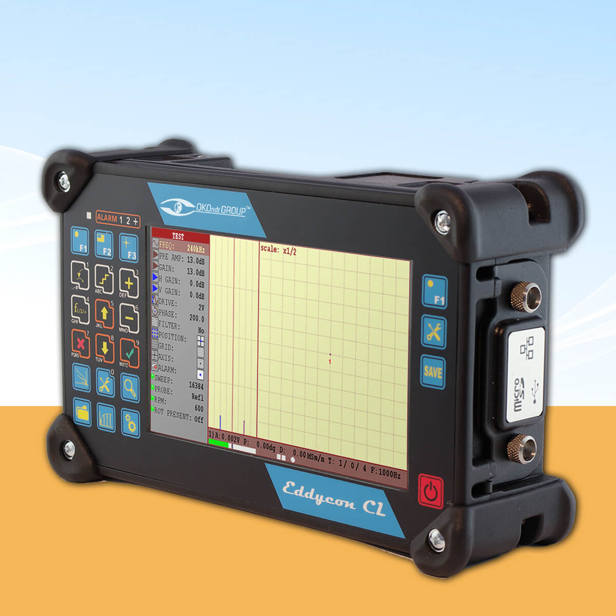 Portable eddy current flaw detector with a large screen Eddycon CL