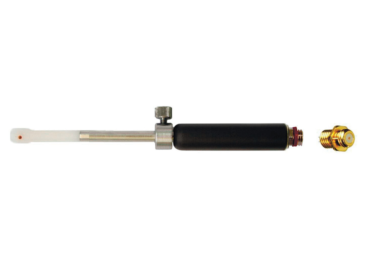 Manual bolt hole probe with split tip