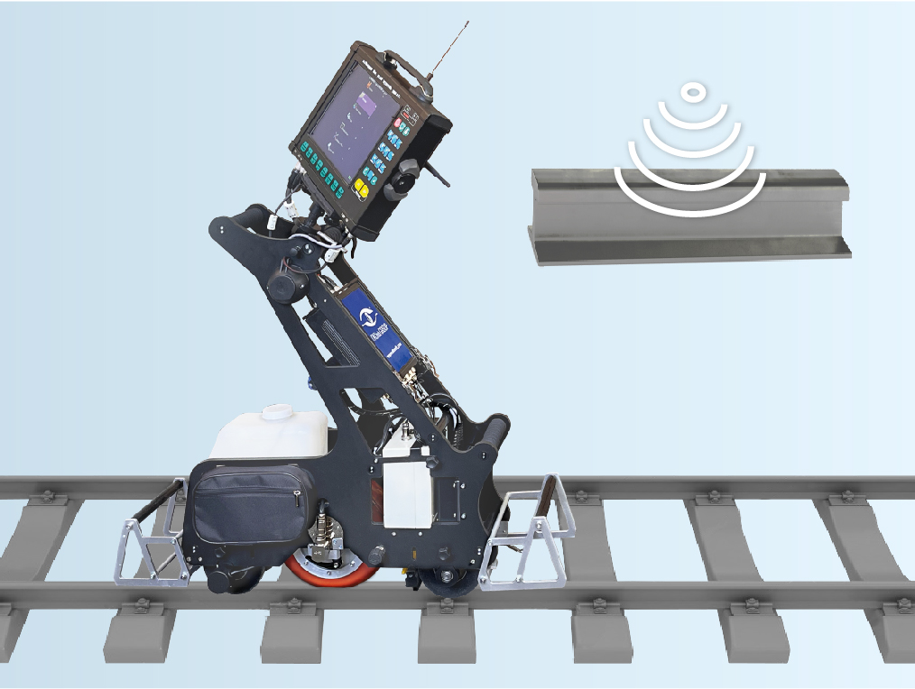 Mechanized UT trolley for continuous inspection of one rail line - UDS2-77