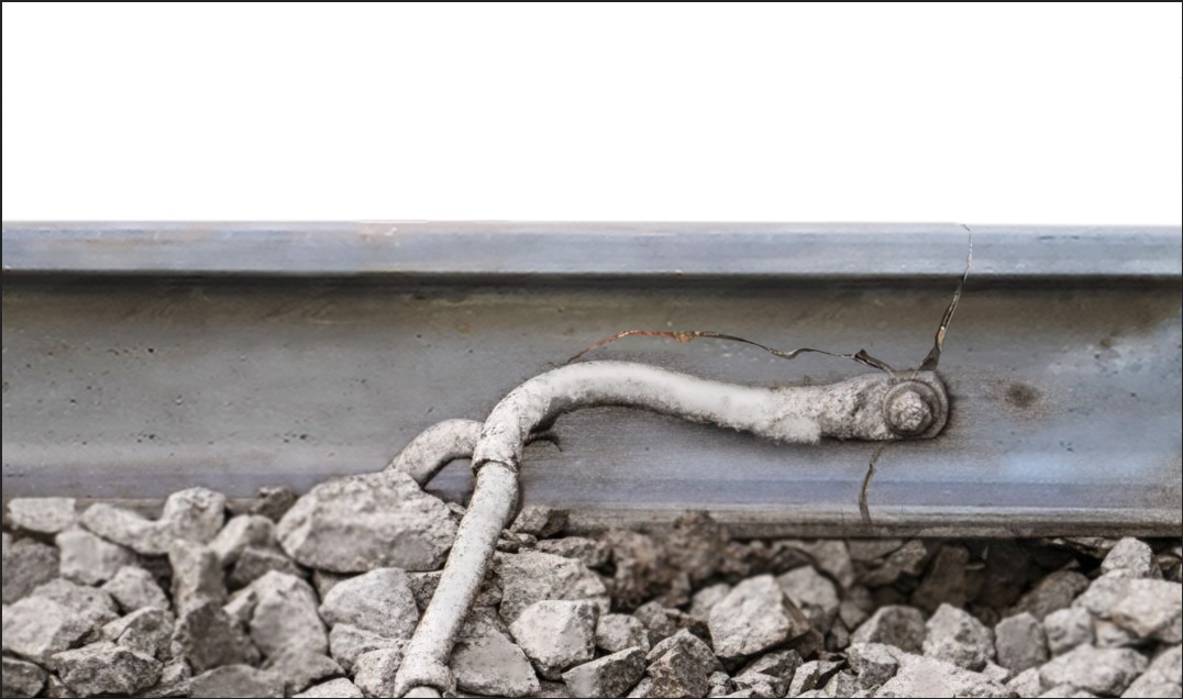 Crack in rail at electrical connection zone