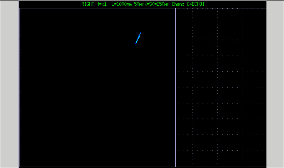 Ultrasonic B-scan showing defect at rail connection area